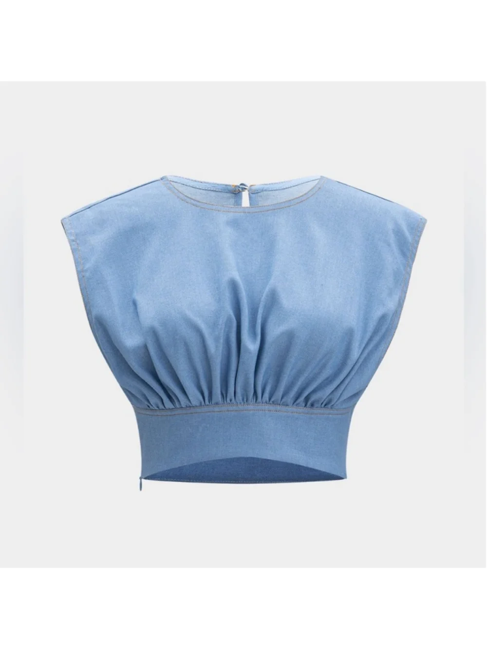Micas denim look bubble shorts crop top set S Ma2